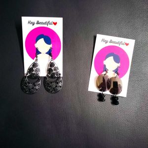 Statement Drop Earrings - 2 Pairs