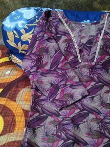 Purple Floral Print Kurta