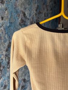 Ribbed Nude Top with Bow
