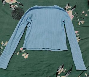 Light Blue Ribbed Cardigan