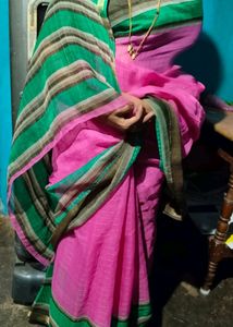 Pink Cotton Saree With Blouse