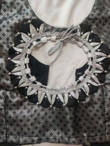 Silver With Black Blouse