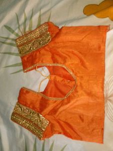 Orange &amp; Gold Sari Blouse