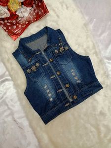 💠 Sleeveless Metallic Denim Vest 💠