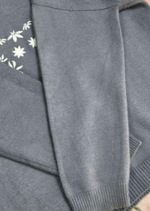 Floral Embroidered Pullover Sweater Oversized