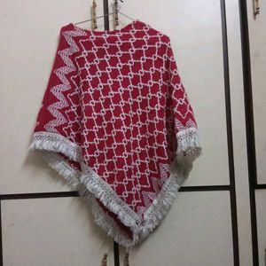 Stylish cherry &amp; White Poncho