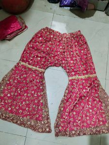 Elegant redish Garara with golden embroidery