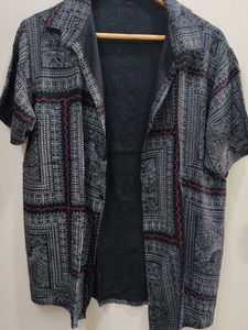 Patterned Short Sleeve Button-Up