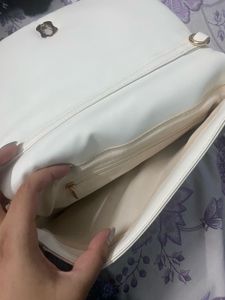 Quilted White Top Handle Bag