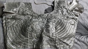 Silver Heavy Embroidered Blouse