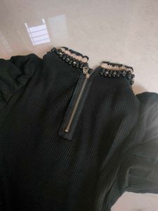 Black Work Turtle Neck Top