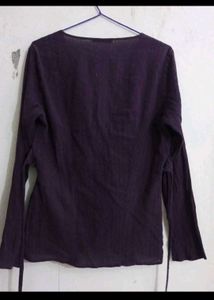 Embroidered V-Neck Long Sleeve Top
