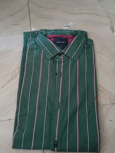 Mr. Button Striped Green Casual Shirt