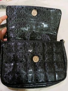 Imported Guess Black Patent Chain Bag