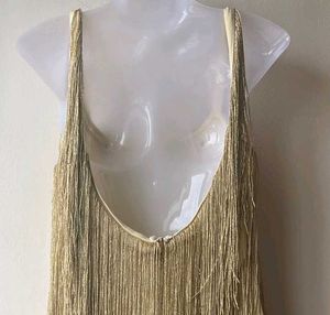 Gold Fringe Party Dress