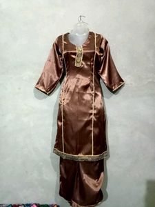 Brown Satin Salwar Suit