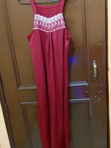 Elegant 2 Piece Maroon Nighty