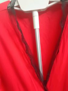 Red Robe with Lace Detail