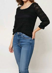 Trendy New  Elegant Black Lace Top