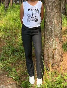 Customised Black Straight-Leg Pants