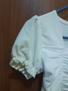 White Balloon Sleeve Top