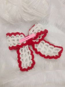 Red &amp; White Hair Clip Bow