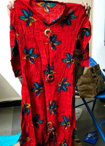 Floral Red Kurta