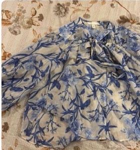 H&amp;M Floral Top With Drawstring