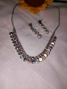 Iridescent Necklace And Earrings