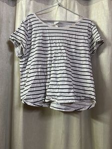H&M White Stripped T-shirt