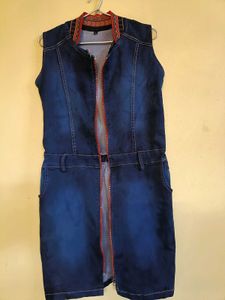 Denim Mini Dress with Zipper