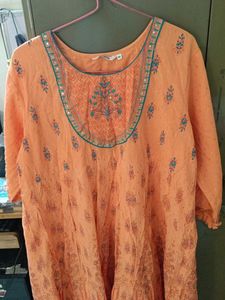 Peach Printed women kurti