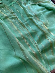 Striped &amp; Dotted Green Sarees (Set of 2)