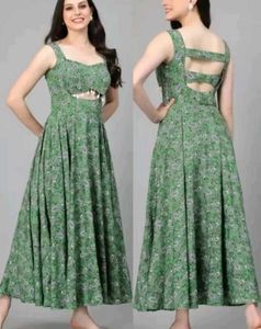 Green Printed Maxi Dress