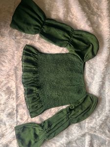 bottle green crop top