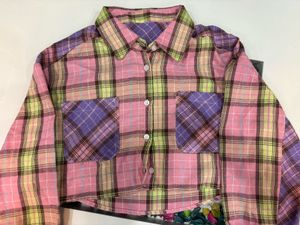 Colorblock Plaid Crop Shirt
