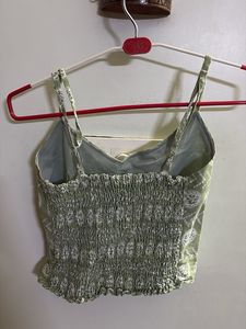Green Printed Tank Top And Shirt Set