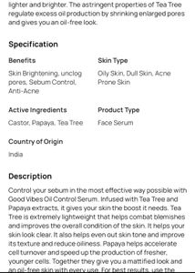 Good Vibes Oil Control Face Serum