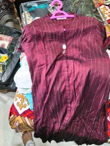 Striped Burgundy Kurti Dress