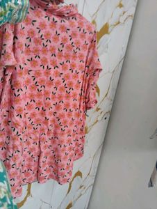 Pink Floral Button-Down Shirt and pant