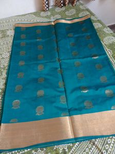 Kanchipuram Pattu  Silk Saree Peacock Colour