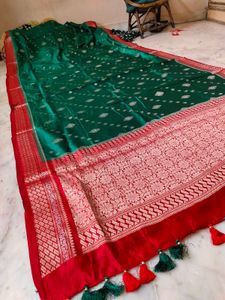 silk saree double colour very beautiful design