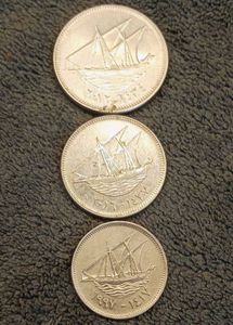 Rare Kuwaiti Coin Set – 100, 50 &amp; 10 Fils