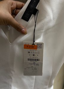 Zara White Peplum Top