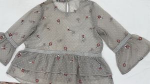 Ginger by Lifestyle – Grey Layered Embroidered Top