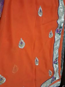 Orange Embroidered Saree