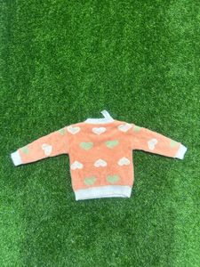 Heart Print Fuzzy Knit Sweater