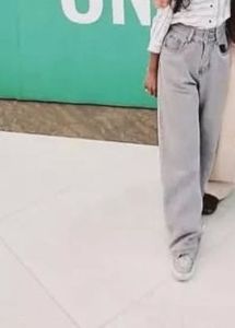 Gray Wide Leg Jeans