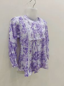 Purple Flower Print Top for Girls | New Tops Ladie