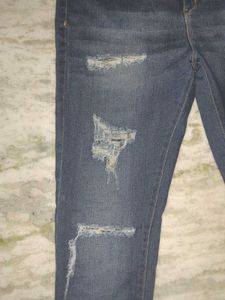 Ripped Dark Denim Jeans, Aesthetic And Trendy!